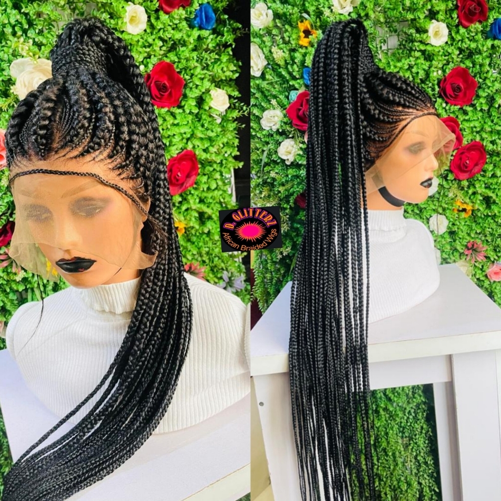 PONYTAIL BRAIDED WIG  ON 360 LACE CLOSURES 52"